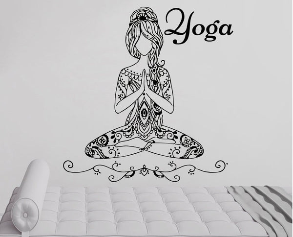 Yoga Meditate Pose Girls Wall Sticker